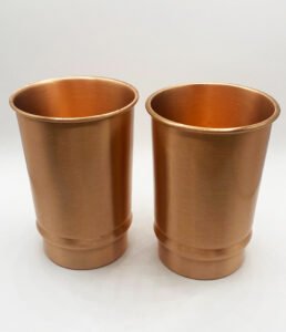Set of 2 Copper Tumblers | 400ml / 13.53 Oz | 100% Pure Copper | Ayurvedic Health Benefits | Drinking Water Tumblers | Unlined & Handcrafted Set