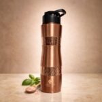 Handcrafted Hammered Copper Bottle with Flip-Up | Premium Ayurvedic Sport Vessel