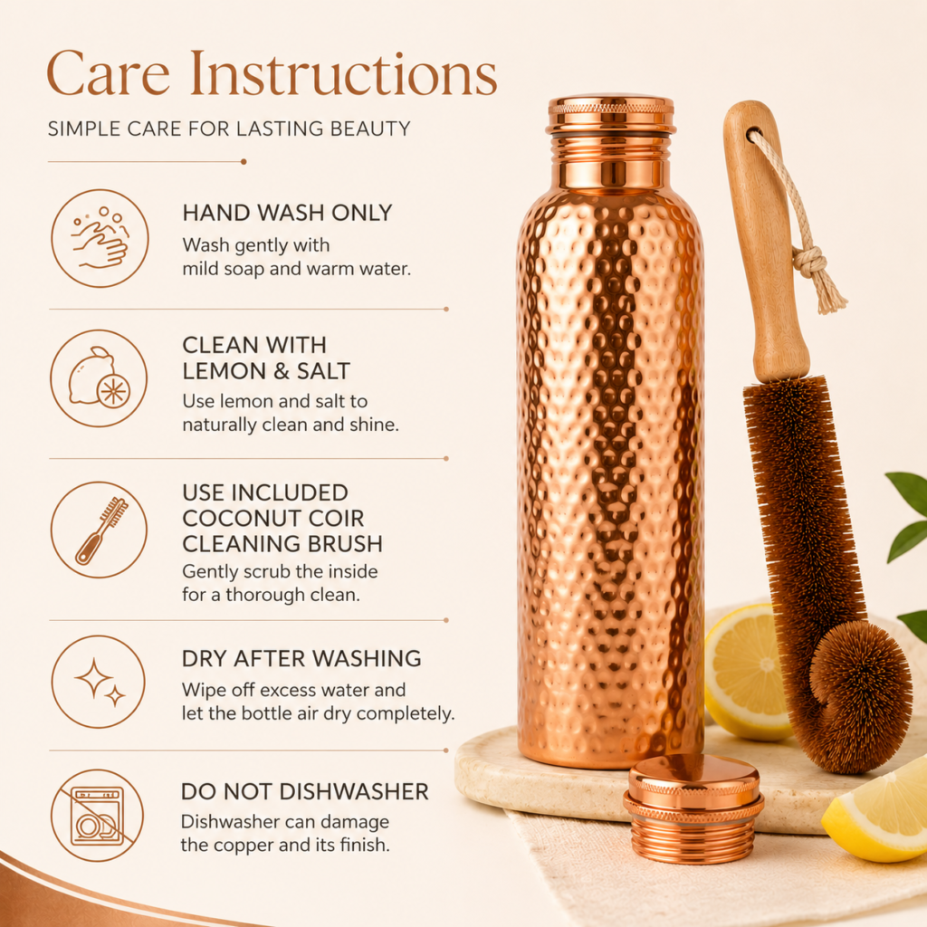 copper water bottle Care instructions