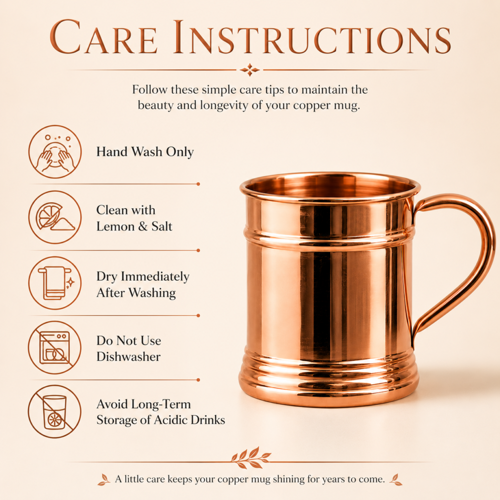Pure Copper Mug Care Instructions Infographic