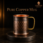 Pure Copper Mug Hammered Finish with Brass Handle by Copper Essentials