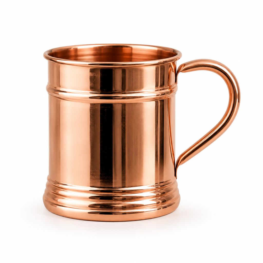 Pure Copper Mug with Smooth Polished Finish on White Background