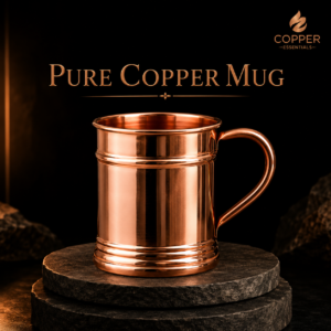 Pure Copper Mug with Smooth Polished Finish on Black Background | Copper Essentials
