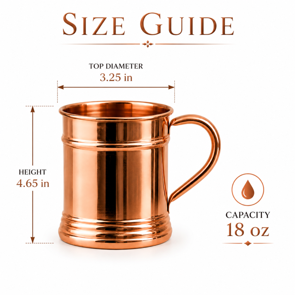 Pure Copper Mug Size Guide 18 oz