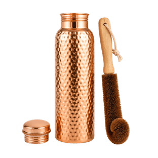 Pure Copper Water Bottle Hammered Finish with Cleaning Brush new